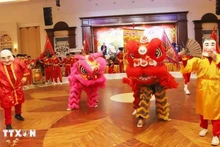 La danza del león, una característica cultural única durante la tradicional fiesta del Tet de Vietnam. (Fotografía: VNA)