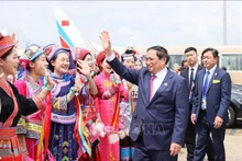El primer ministro de Vietnam, Pham Minh Chinh, concluye su participación en la Caexpo y la Cabis, en Nanning, de la Región Autónoma Zhuang de Guangxi. (Fotografía: VNA)