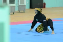 Una atleta malasia en una prueba de Pencak Silat en los XIII Juegos Escolares de la Asean en Da Nang el 3 de junio. (Fotografía: VNA)