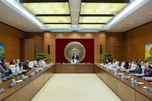 El vicepresidente de la Asamblea Nacional de Vietnam Tran Quang Phuong habla en el encuentro. (Fotografía: VNA)