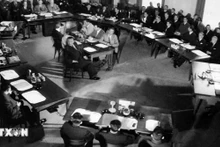 El panorama de la Conferencia de Ginebra, organizada el 8 de mayo de 1954. (Fotografía: VNA)