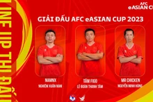 El equipo de tres jugadores de fútbol electrónico de Vietnam. (Fotografía: VNA)