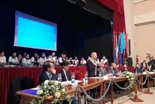 Durante el acto de inauguración del museo Carlo Urbani en la ciudad italiana de Castelplanio. (Fotografía: VNA)