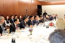 El vicepremier Tran Hong Ha en la sesión de trabajo con los inversores. (Fotografía: VNA)