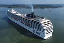 Un crucero entra al clúster portuario Cai Mep-Thi Vai, en Ba Ria-Vung Tau. (Fotografía: VNA)