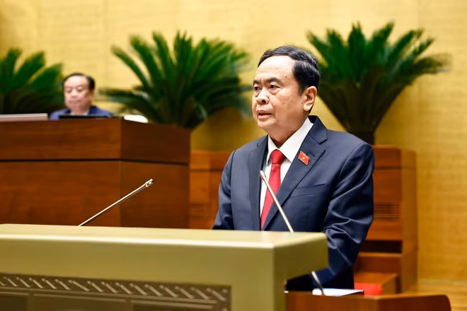 El presidente de la AN de Vietnam, Tran Thanh Man, habla en el evento. (Fuente: VNA)