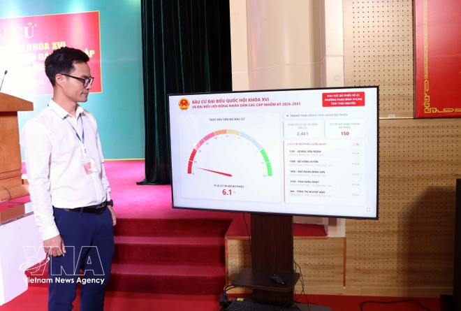 Se aplica la transformación digital en un área de votación de la Universidad de Ciencias de Thai Nguyen. (Foto: VNA)