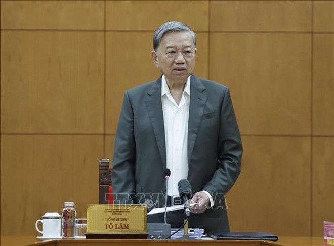 El secretario general del Partido Comunista de Vietnam, To Lam, interviene en la cita (Foto: VNA)