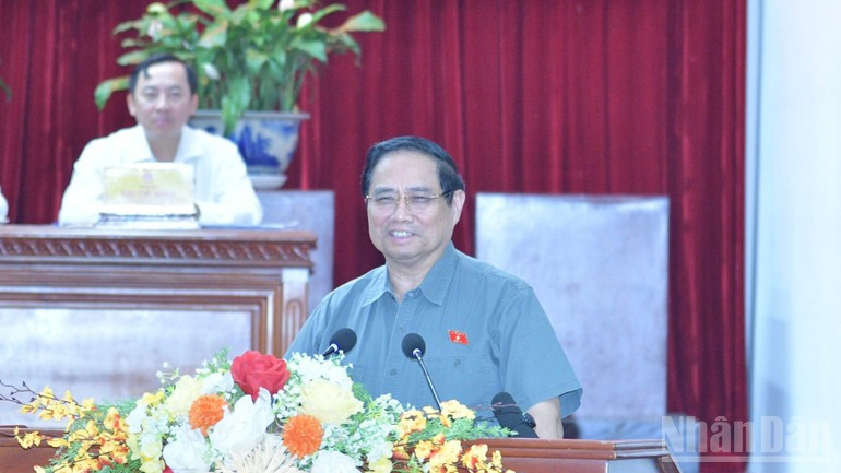 El primer ministro Pham Minh Chinh interviene en la cita (Foto: Nhan Dan)