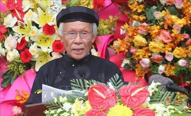 Nguyen Tan Dat, jefe del Comité Ejecutivo de la Sangha Budista Hoa Hao, habla en el evento. (Foto: VNA) Nguyen Tan Dat, jefe del Comité Ejecutivo de la Sangha Budista Hoa Hao, habla en el evento. (Foto: VNA)