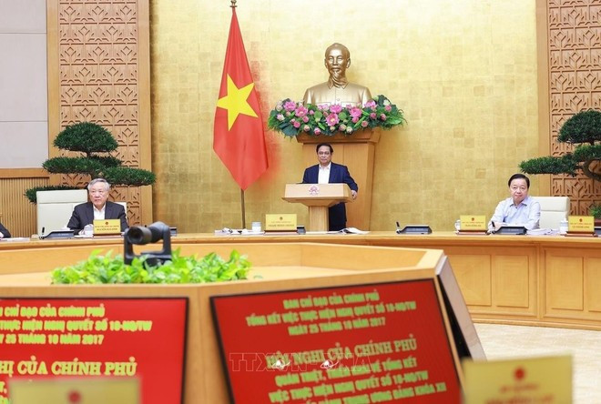 El primer ministro Pham Minh Chinh interviene en la Conferencia de Gobierno para difundir y resumir la implementación de la Resolución n.º 18-NQ/TW, efectuada el 4 de diciembre en Hanoi. (Foto: VNA) El primer ministro Pham Minh Chinh interviene en la Conferencia de Gobierno para difundir y resumir la implementación de la Resolución n.º 18-NQ/TW, efectuada el 4 de diciembre en Hanoi. (Foto: VNA)