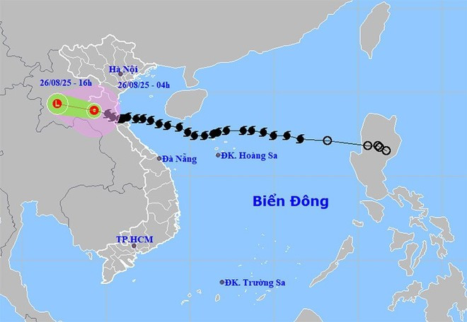 Ubicación y trayectoria de la depresión tropical. (Foto: thoitietvietnam) Ubicación y trayectoria de la depresión tropical. (Foto: thoitietvietnam)
