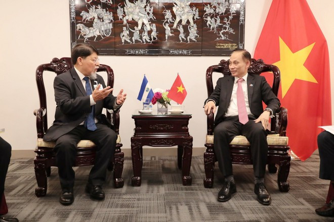 El ministro interino de Relaciones Exteriores de Vietnam, Le Hoai Trung, y el ministro asesor de la presidencia para políticas y asunto internacionales de Nicaragua, Denis Moncada Colindres. (Foto: VNA) El ministro interino de Relaciones Exteriores de Vietnam, Le Hoai Trung, y el ministro asesor de la presidencia para políticas y asunto internacionales de Nicaragua, Denis Moncada Colindres. (Foto: VNA)