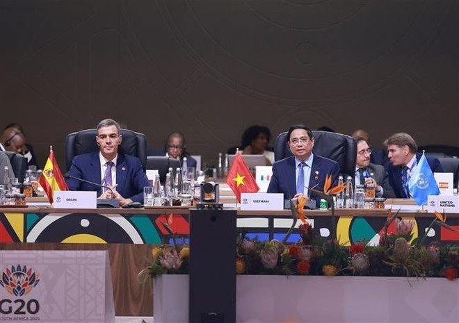 El primer ministro de Vietnam, Pham Minh Chinh, en la Cumbre del G20. (Foto: VNA)