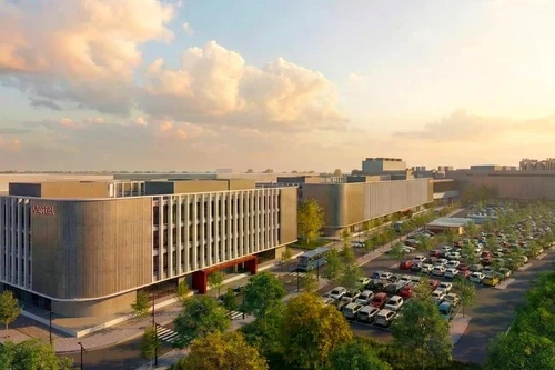 Vista en perspectiva de la planta de fabricación de chips de Viettel en el Parque de Alta Tecnología de Hoa Lac. (Foto: hanoimoi.vn)