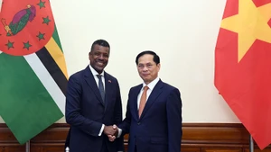 El viceprimer ministro y titular de Relaciones Exteriores de Vietnam, Bui Thanh Son y el ministro de Relaciones Exteriores, Comercio Exterior, Comercio y Energía de la Mancomunidad de Dominica, Vince Henderson (Foto: VGP)