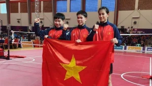 El equipo de sepak takraw de Vietnam (Fotografía: VNA)