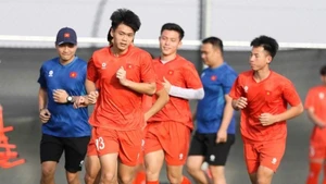 Los jugadores sub-17 de Vietnam se centran en el entrenamiento físico. (Foto: VFF)