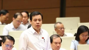El diputado Tran Anh Tuan de Ciudad Ho Chi Minh habla en una sesión de debate. (Fotografía: VNA)
