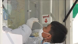 Un trabajador de la salud recoge muestras para la prueba de Covid-19 en Bangkok, Tailandia. (Fotografía: VNA) 