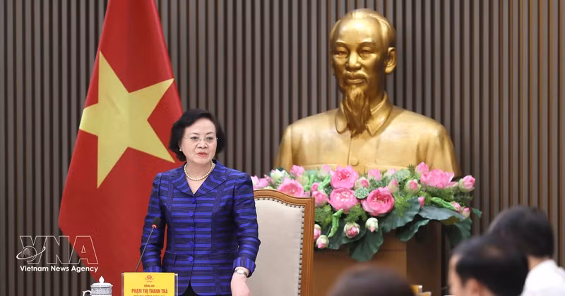 La viceprimera ministra de Vietnam, Pham Thi Thanh Tra, interviene en la cita. (Foto: VNA)