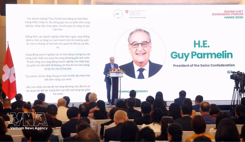 El presidente suizo, Guy Parmelin, interviene en la cita. (Foto: VNA)