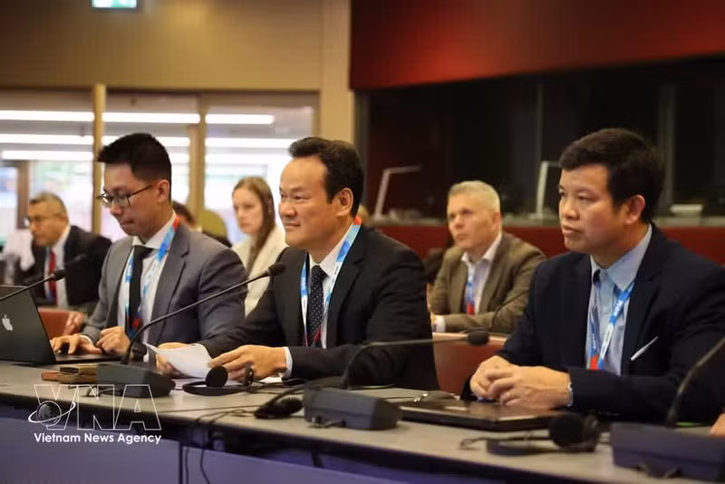 La delegación vietnamita asiste a la conferencia. (Foto: VNA)