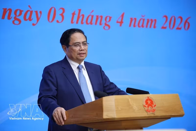 El primer ministro de Vietnam, Pham Minh Chinh, interviene en la cita. (Foto: VNA)
