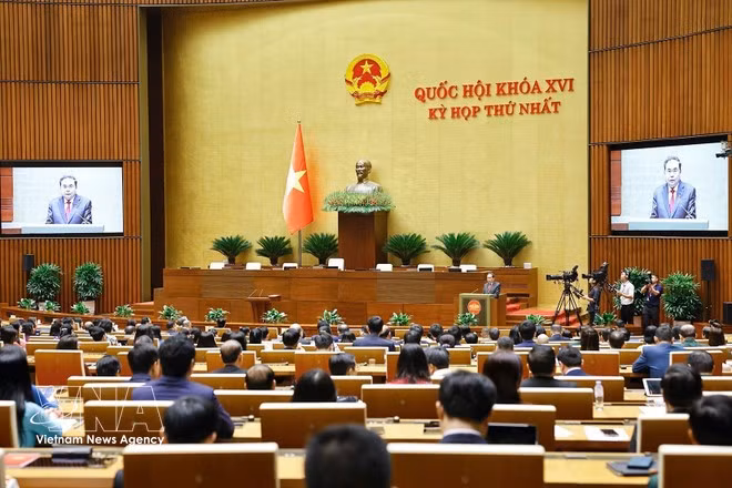 El presidente de la Asamblea Nacional, Tran Thanh Man, habla en una sesión del Parlamento. (Foto: VNA)