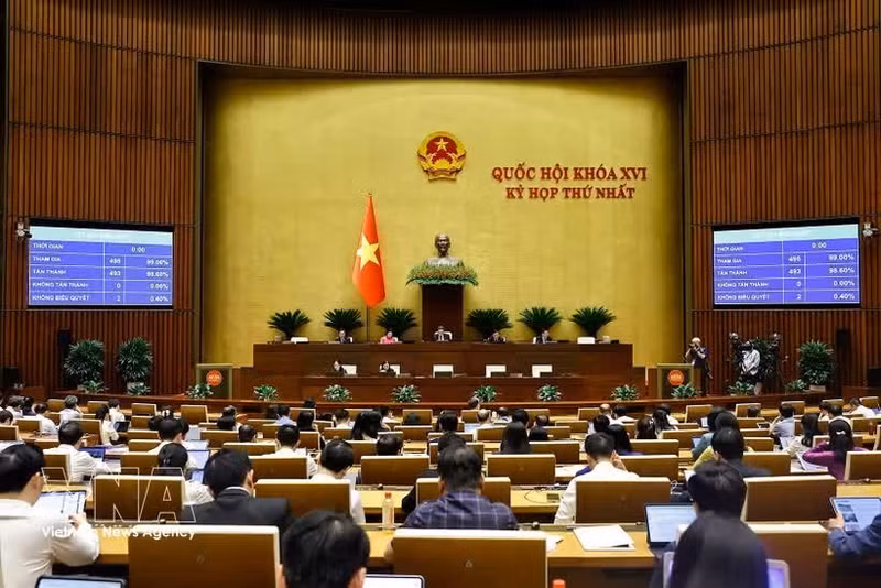 Durante una reunión en el primer período de sesiones de la Asamblea Nacional de la XVI Legislatura. (Foto: VNA)