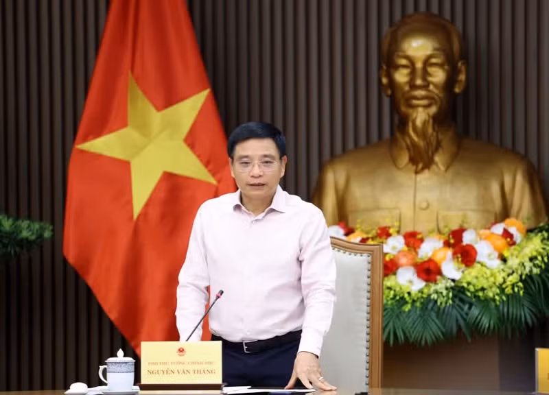 El viceprimer ministro vietnamita Nguyen Van Thang interviene en la cita. (Foto: VNA)