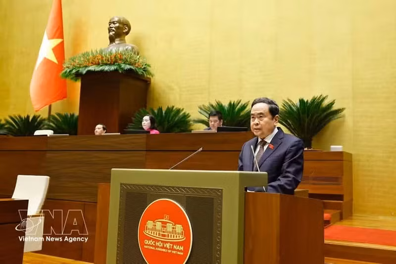 El presidente de la Asamblea Nacional, Tran Thanh Man, habla en el evento. (Foto: VNA)