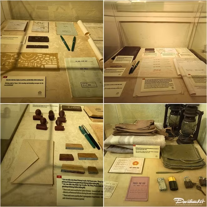 Varios artefactos en exhibición dentro del búnker criptográfico. (Foto: daidoanket.vn)