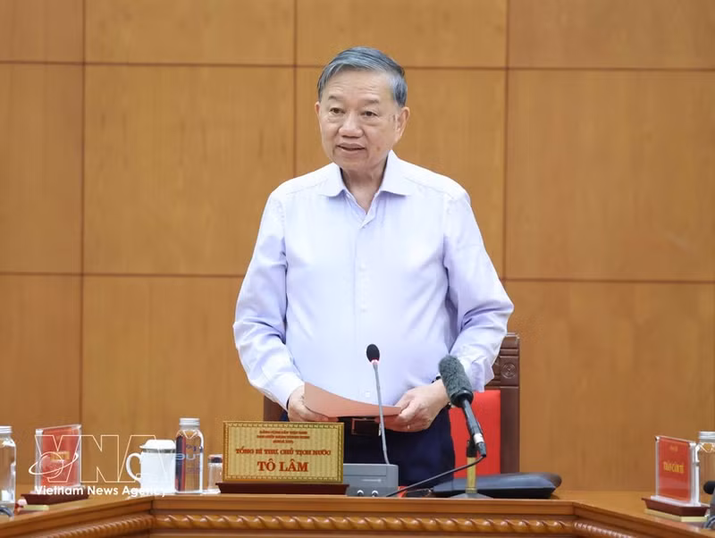 El secretario general del Partido Comunista y presidente de Vietnam, To Lam, habla en el evento. (Foto: VNA)
