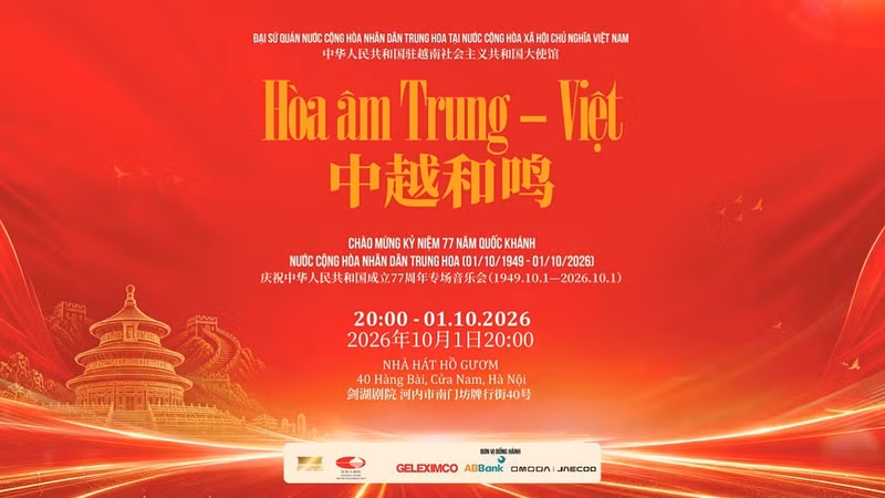 El concierto “Armonía China-Vietnam” se celebrará el 1 de octubre en el Teatro Ho Guom, en Hanói. 