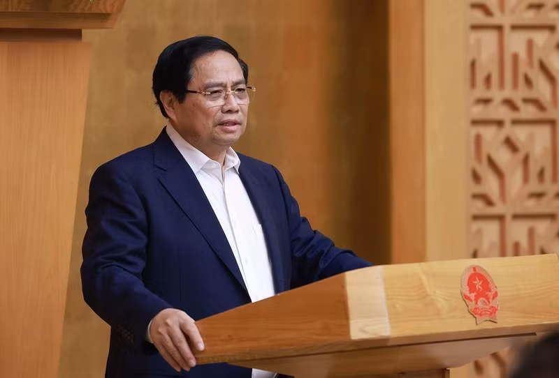 El primer ministro de Vietnam, Pham Minh Chinh, interviene en la cita. (Foto: VNA)
