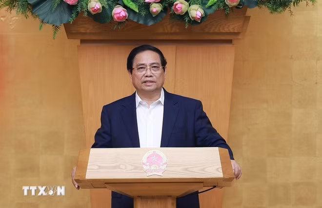 El premier Pham Minh Chinh habla en la cita. (Foto: VNA)