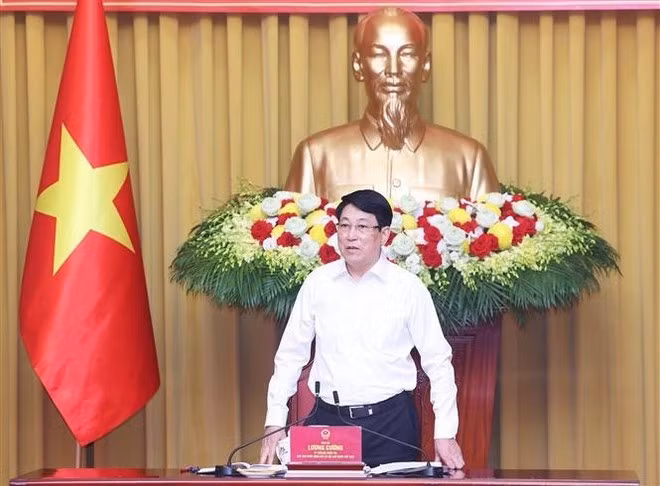 El presidente vietnamita, Luong Cuong, habla en el evento. (Foto: VNA)