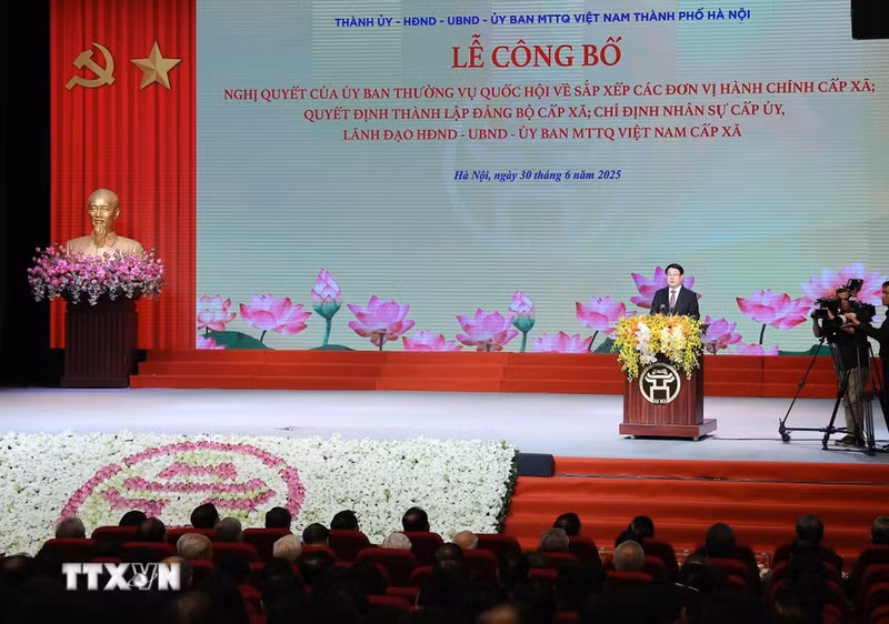 Intervención del presidente Luong Cuong durante la ceremonia. (Foto: Lam Khanh / VNA)