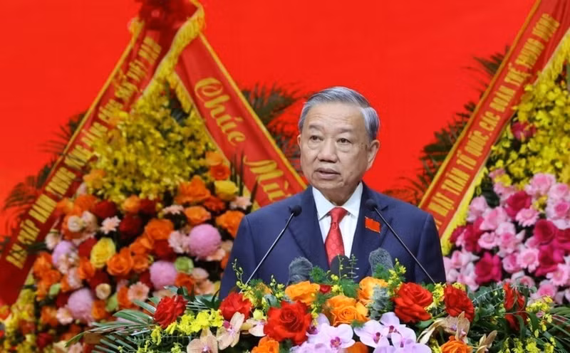 El secretario general del Partido Comunista de Vietnam, To Lam, interviene en la cita. (Foto: VNA)