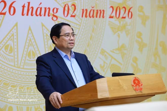 El primer ministro de Vietnam, Pham Minh Chinh, interviene en la cita. (Foto: VNA)