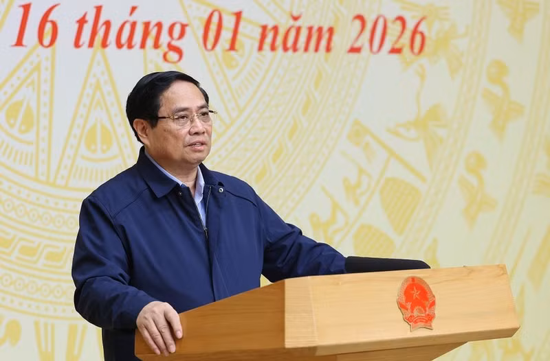 El primer ministro Pham Minh Chinh habla en el evento. (Foto: VNA)
