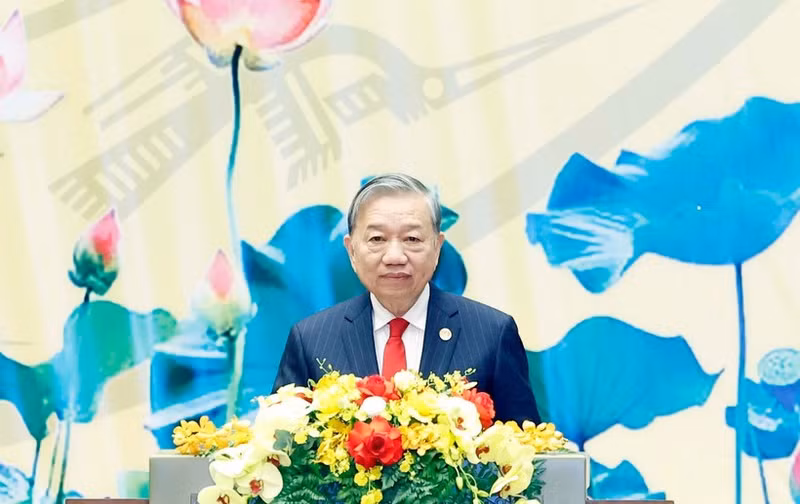 El secretario general del Partido Comunista de Vietnam, To Lam, en el acto. (Foto: VNA)