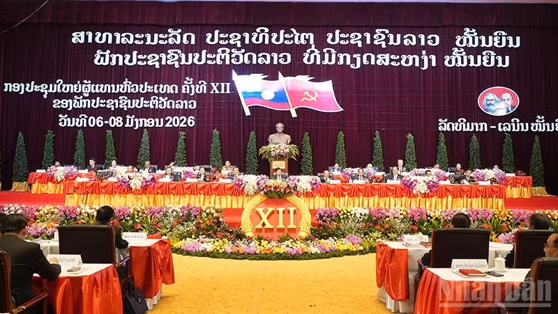 Panorama de la sesión inaugural del XII Congreso Nacional del PPRL. (Foto: cortesía de colaborador de Nhan Dan)
