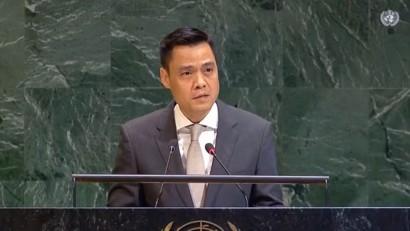 El embajador Dang Hoang Giang, representante permanente de Vietnam ante la Organización de las Naciones Unidas, habla en la cita. (Foto: VNA)