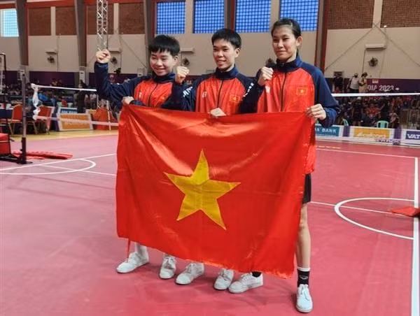 El equipo de sepak takraw de Vietnam (Fotografía: VNA)