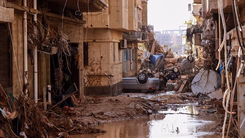 Consecuencias de las inundaciones provocadas por el ciclón Daniel. (Fotografía: AFP/ VNA)