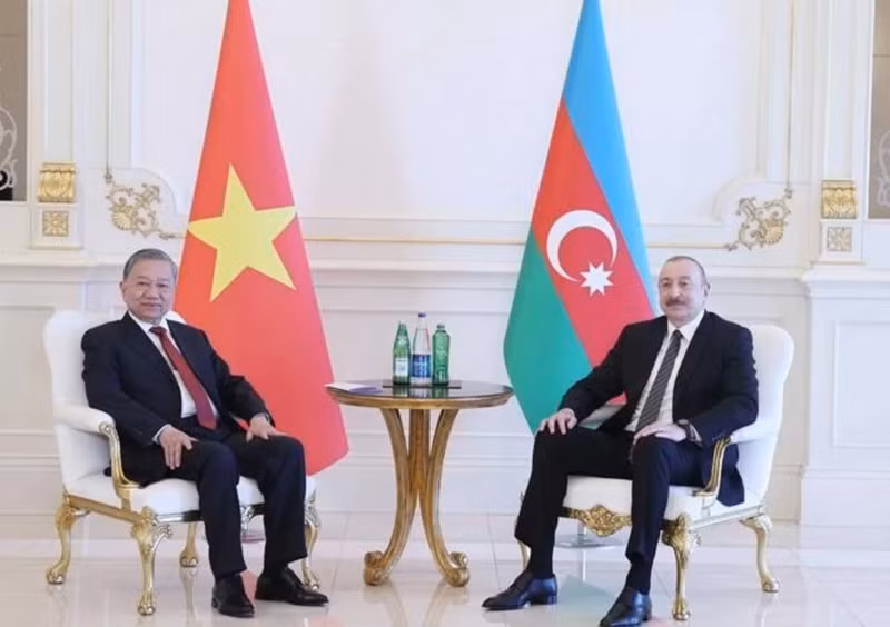 El secretario general del Partido Comunista de Vietnam, To Lam, y el presidente de Azerbaiyán, Ilham Aliyev. (Foto: VNA)