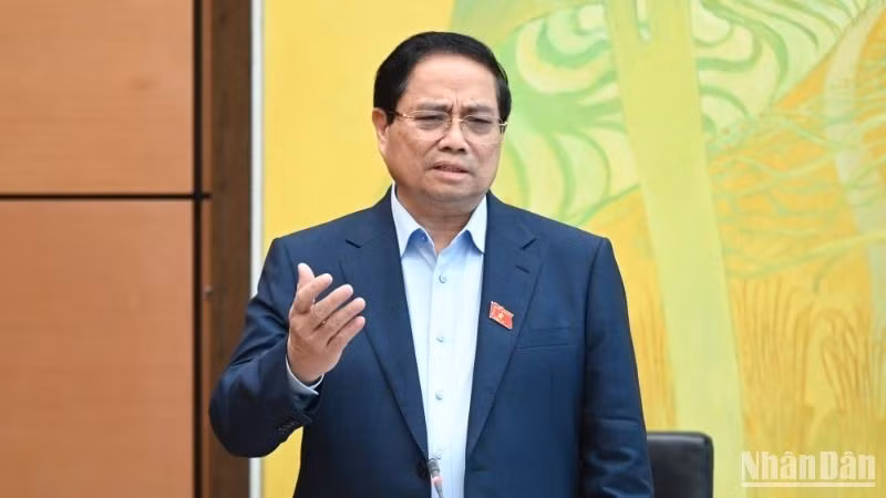 El primer ministro Pham Minh Chinh habla en la cita (Foto: Nhan Dan)