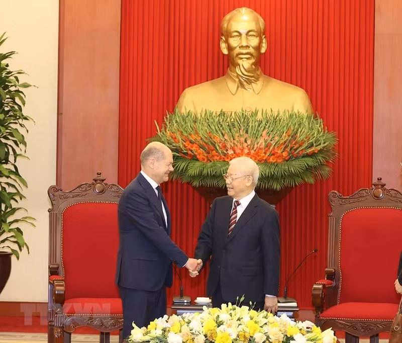 Los dos dirigentes en la recepción.